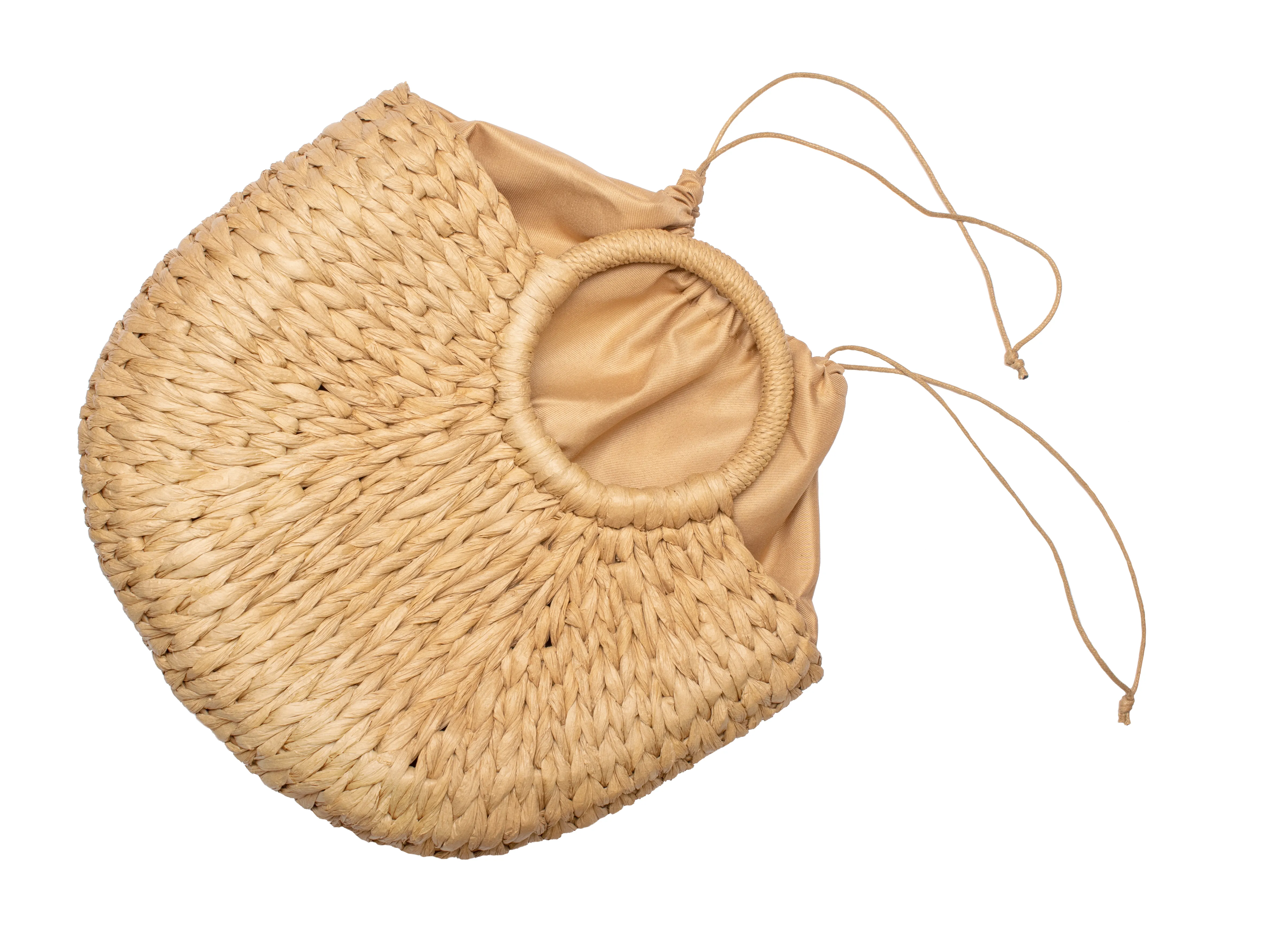 wicker straw basket bag isolated on white background